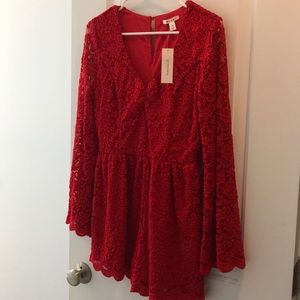 Francesca’s Collection Red Lace Romper